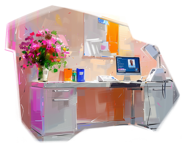 Oil painting of a doctor's desk в PNG, SVG