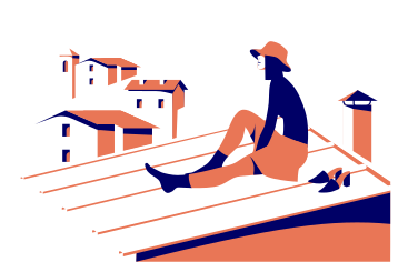 Femme assise sur le toit PNG, SVG