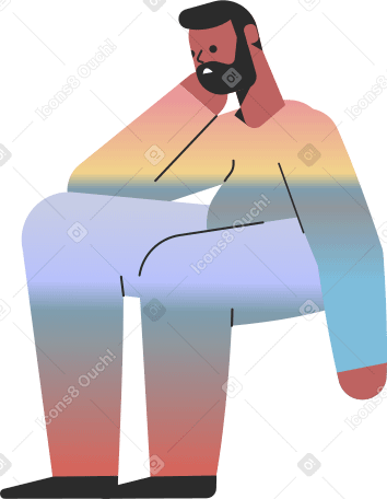thoughtful man is sitting PNG, SVG