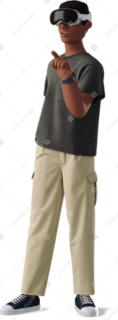 3D man standing wearing virtual reality glasses PNG、SVG