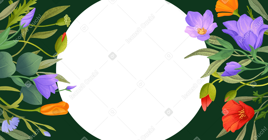 Разные цветы и пространство для копирования в PNG, SVG