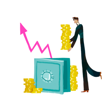 Man putting coins in a safe PNG, SVG