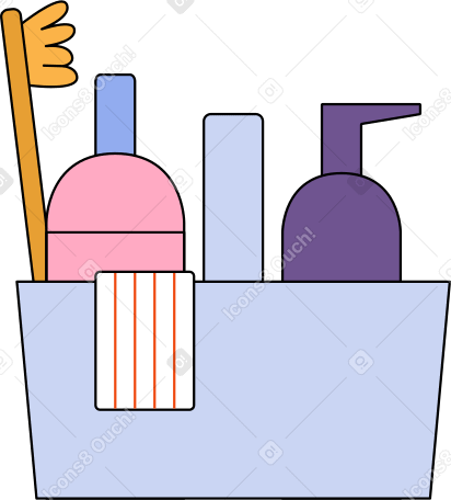detergents and cleaners in a box Illustration in PNG, SVG