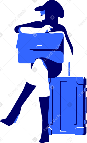 woman with a suitcase Illustration in PNG, SVG