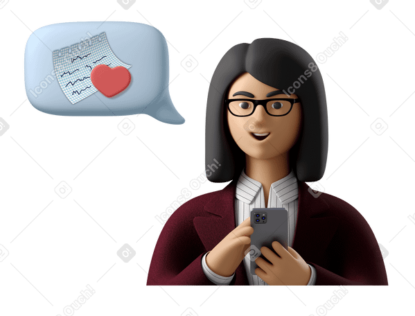 3D Businesswoman got a love message online PNG, SVG
