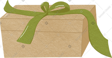 Gift box with green bow PNG, SVG