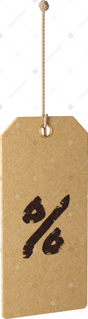 3D paper sale tag with percent sign Illustration in PNG, SVG