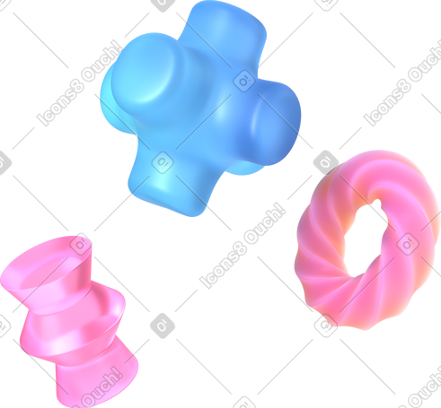 3D composition of different gradient shapes PNG, SVG