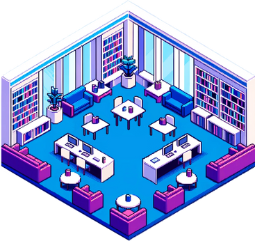 Sala de lectura en la biblioteca moderna PNG, SVG