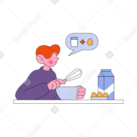 A man prepares food by mixing ingredients in a bowl Illustration in PNG, SVG