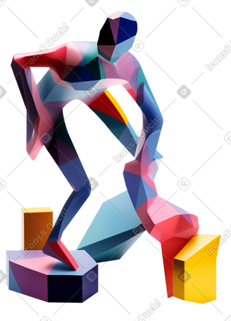 3D 具有人体轮廓的抽象构图 PNG, SVG