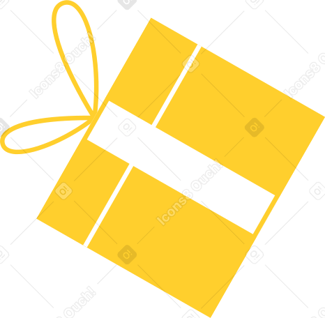 yellow gift with ribbon and bow Illustration in PNG, SVG