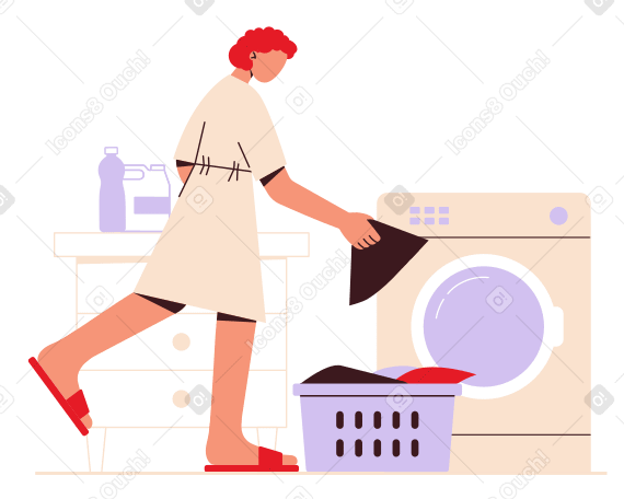 Mujer lavando ropa en lavadora PNG, SVG
