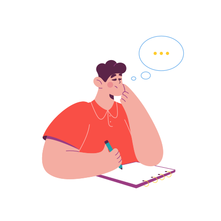 Thoughtful man with empty list Illustration in PNG, SVG