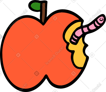 Apple with a worm PNG, SVG