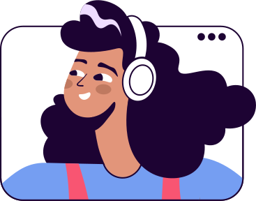 girl in a browser window with headphones PNG, SVG