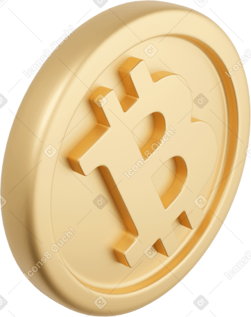 3D side view of gold bitcoin PNG, SVG
