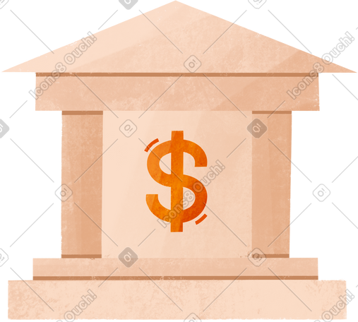 bank building with dollar sign PNG, SVG