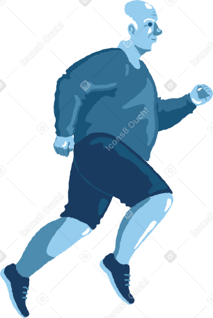 old chubby man running Illustration in PNG, SVG