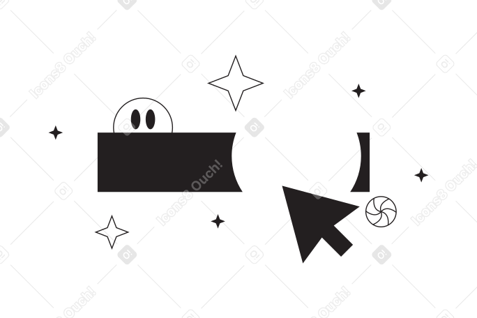 Black search bar Black panel with arrow and smiley face PNG, SVG