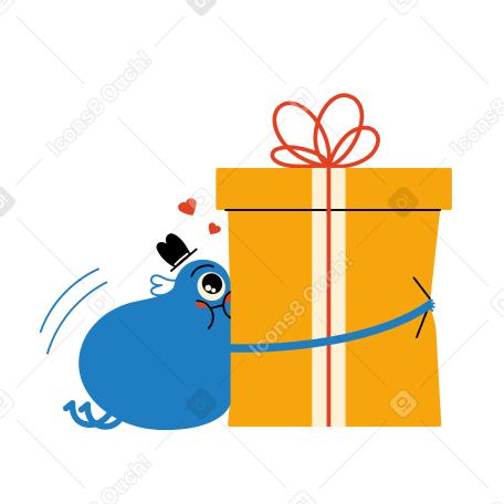 Character hugging a welcome gift Illustration in PNG, SVG