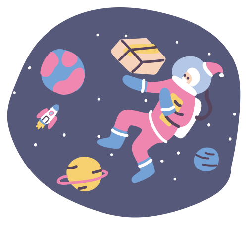 Space Santa Claus Illustration in PNG, SVG