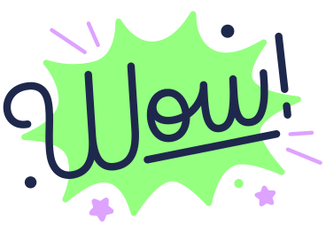 Lettering Wow! with decorative elements and stars text PNG, SVG