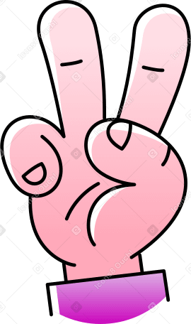 hand showing peace sign Illustration in PNG, SVG