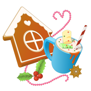 Christmas drink with gingerbread cookie PNG, SVG
