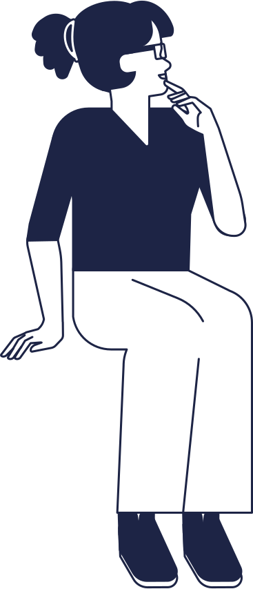 Woman with glasses is sitting PNG, SVG