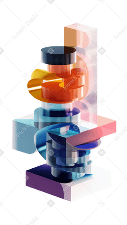 3D abstract geometrical glass stack PNG, SVG