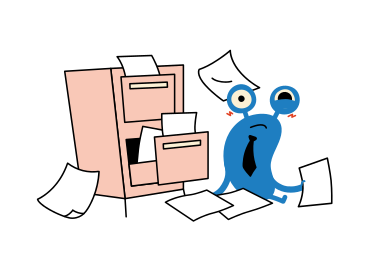 Character is searching for a document PNG, SVG