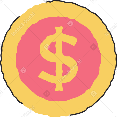 yellow coin dollar Illustration in PNG, SVG