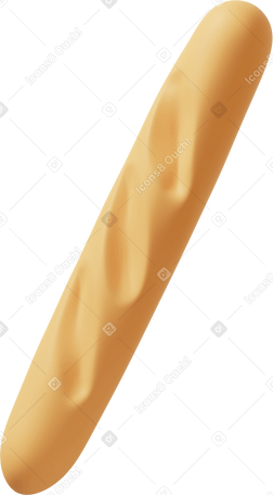 3D Yellow baguette Illustration in PNG, SVG