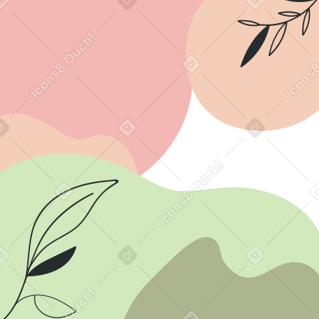 Pastel abstract background with leaves Illustration in PNG, SVG