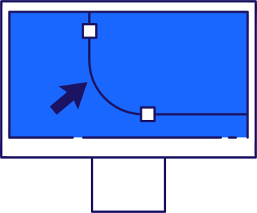 Monitor con un programma grafico sullo schermo PNG, SVG