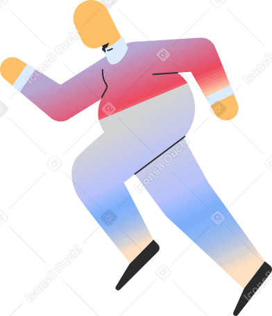 chubby adult running Illustration in PNG, SVG