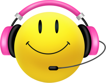 Smiley with headphones PNG, SVG
