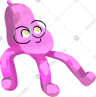 Pink octopus monster with glasses PNG, SVG