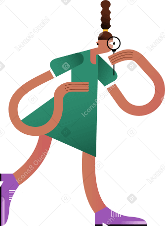 walking girl in a green dress Illustration in PNG, SVG