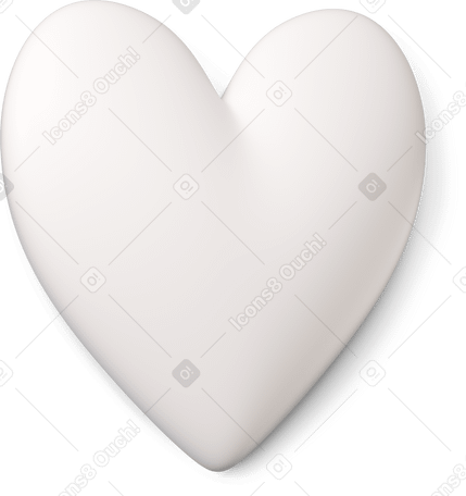 3D White heart icon turned to the right PNG, SVG