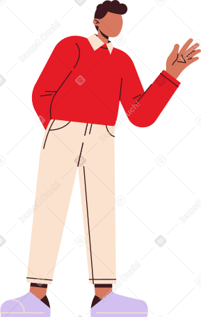 man in a sweater waving PNG, SVG