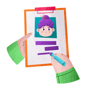 Woman fills out a questionnaire about herself PNG, SVG