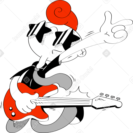 rock musician with electric guitar in glasses PNG、SVG