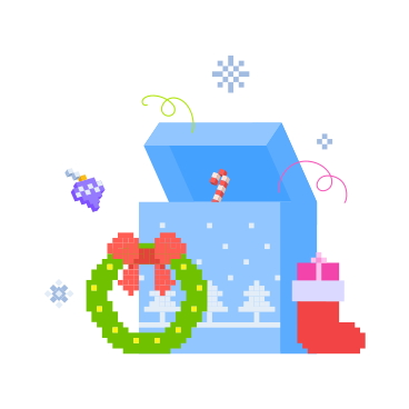 Schachtel mit weihnachtsdekorationen und einem weihnachtskranz PNG, SVG