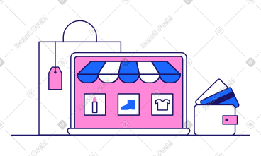 E-shopping in online clothing store PNG, SVG