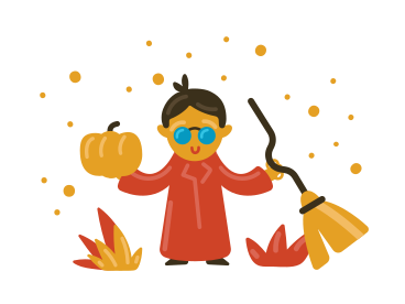 Magician with broomstick PNG, SVG