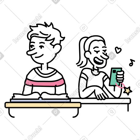 学校里的一个男孩和一个女孩 PNG, SVG