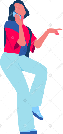 woman talking on the phone Illustration in PNG, SVG