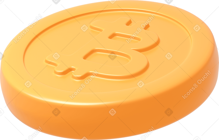 3D Close up view of yellow bitcoin PNG, SVG